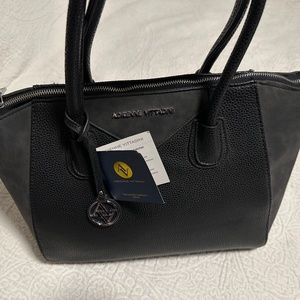 SOLD Adrienne Vittadin Shoulder Handbag-Leather/Suede Black on Black